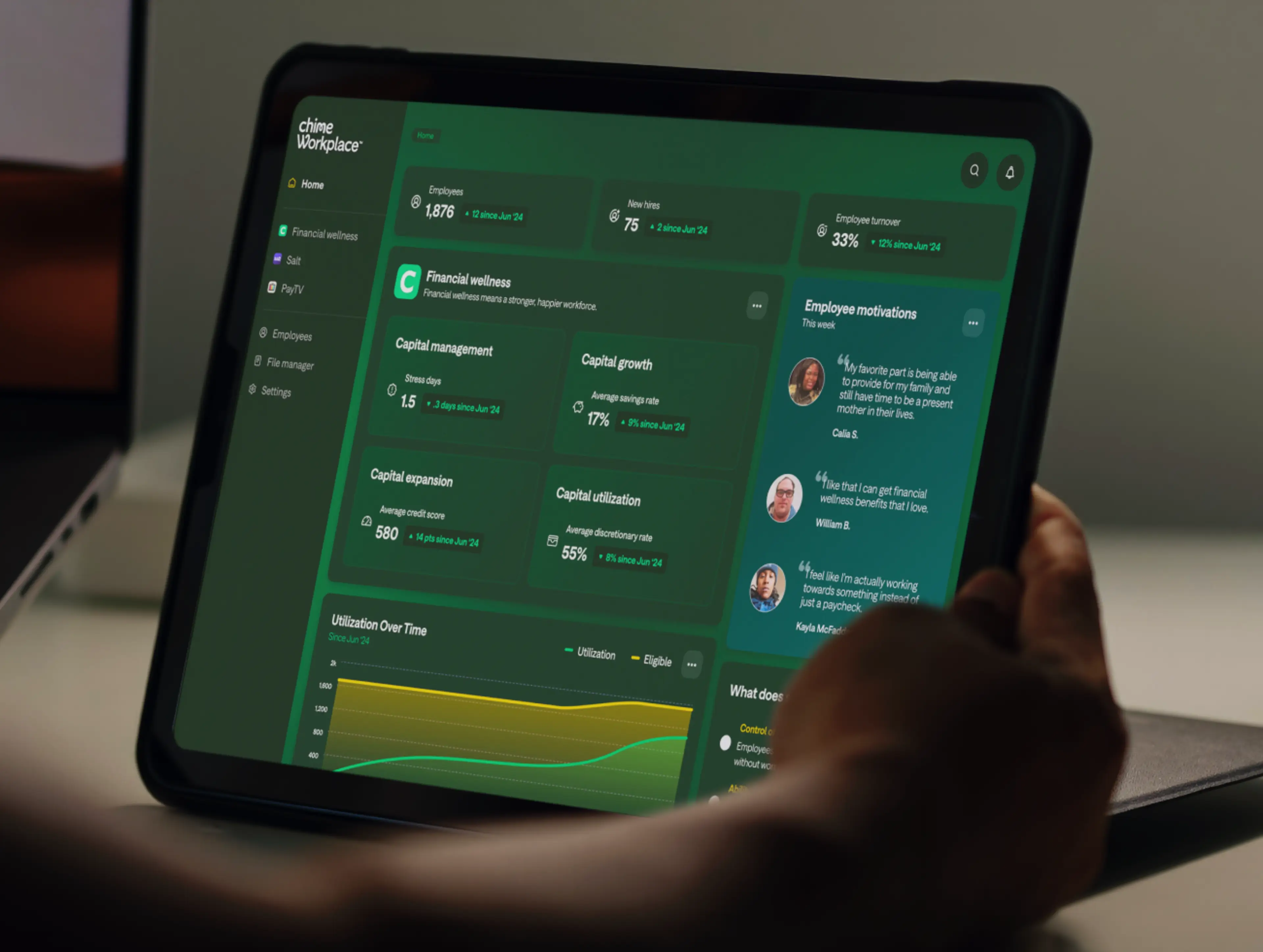 Workday dashboard on tablet screen