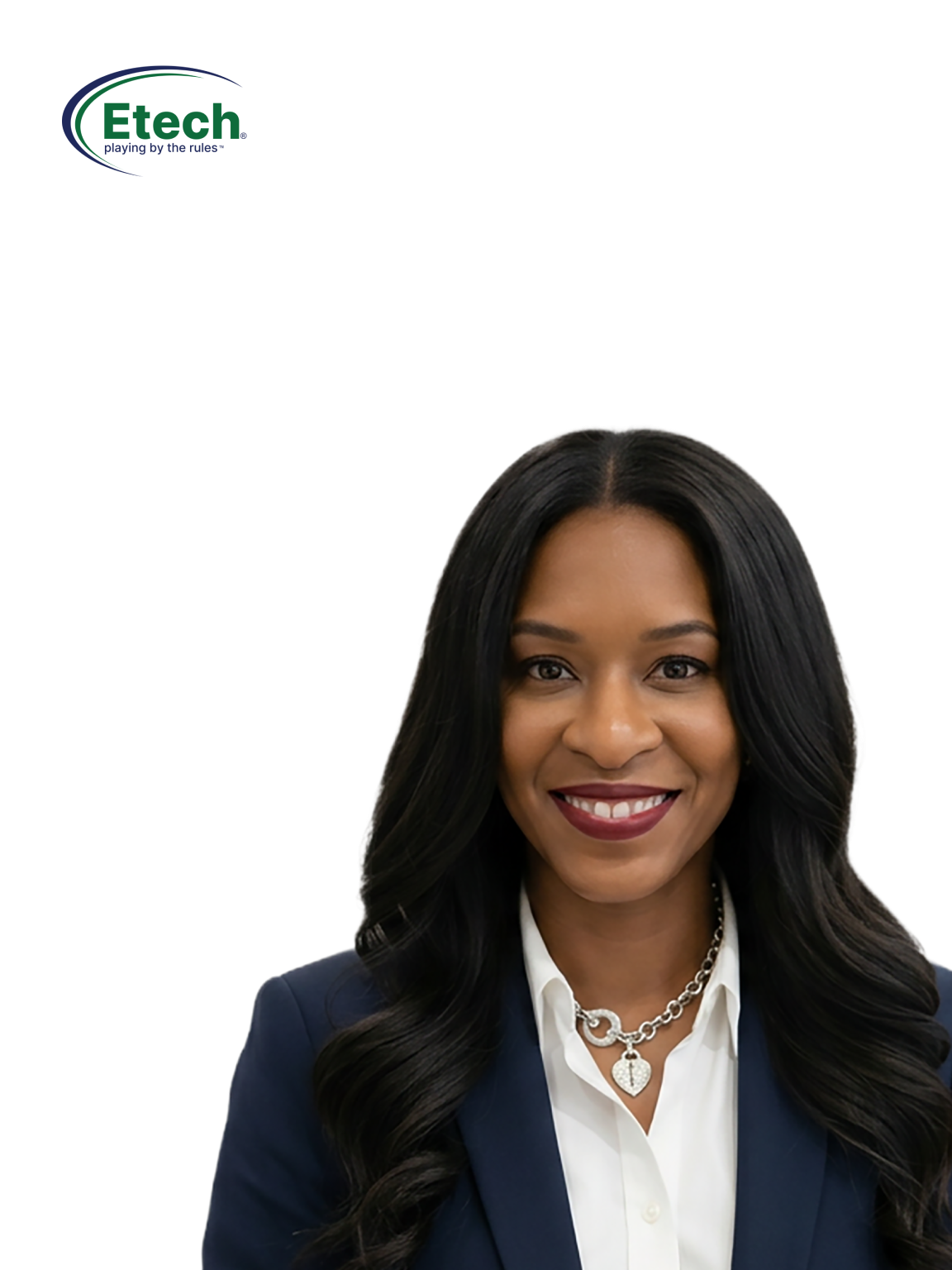 Etech logo and Dr. Veronica C. headshot.