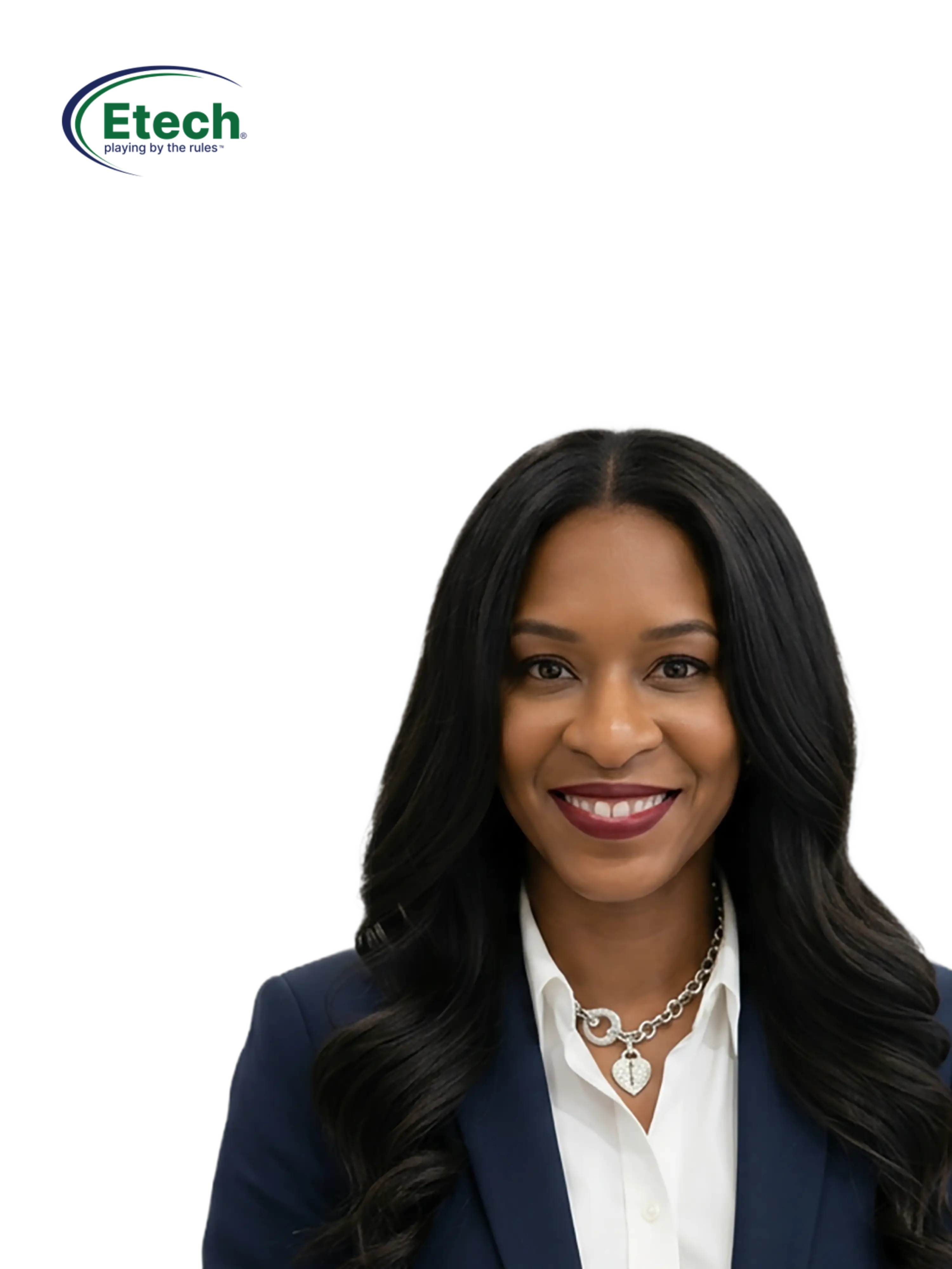 Etech logo and Dr. Veronica C. headshot.