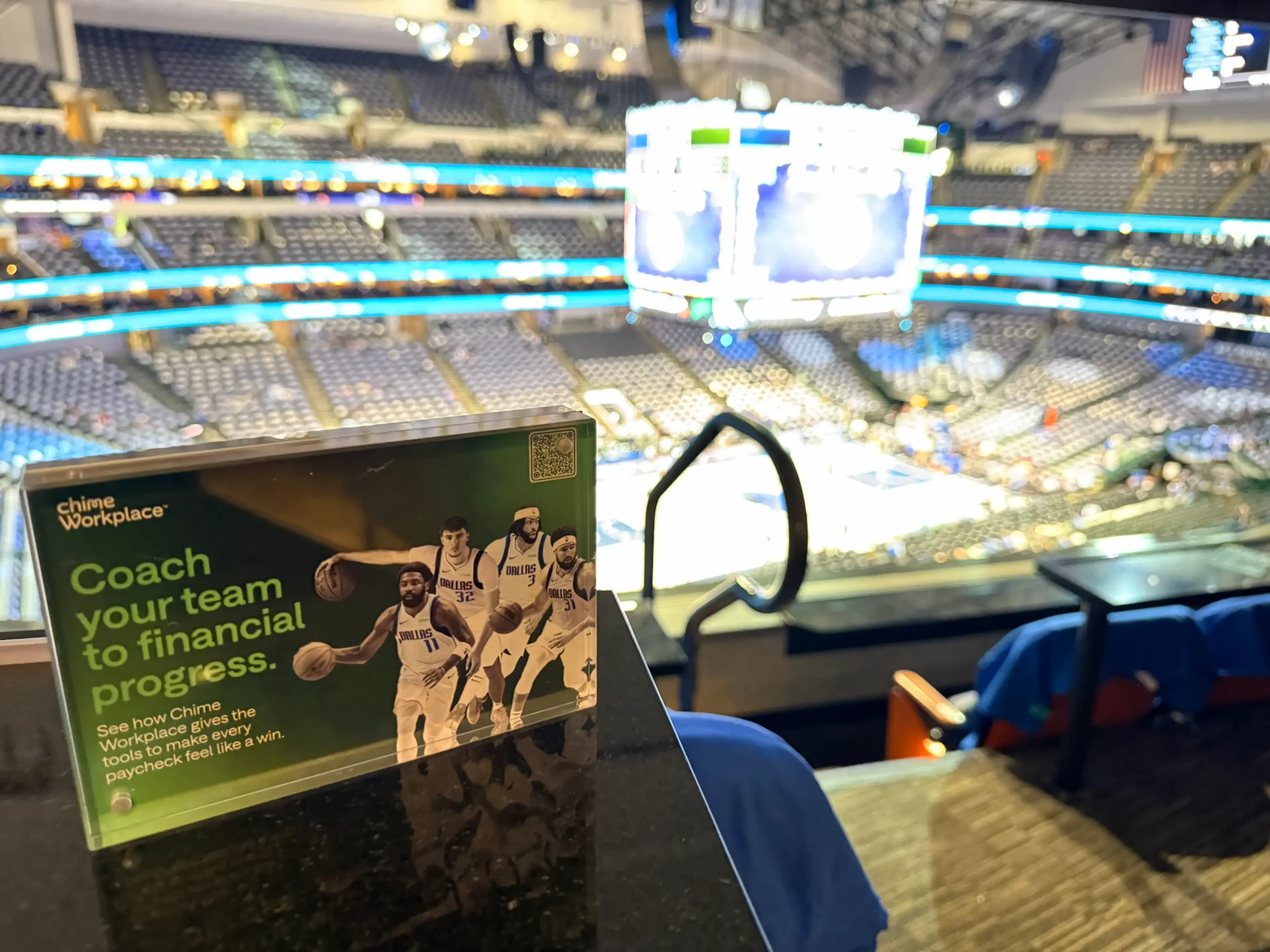 Chime Workplace hosted a suite at the Mavericks vs. Timberwolves game in Dallas on March 30, 2026.