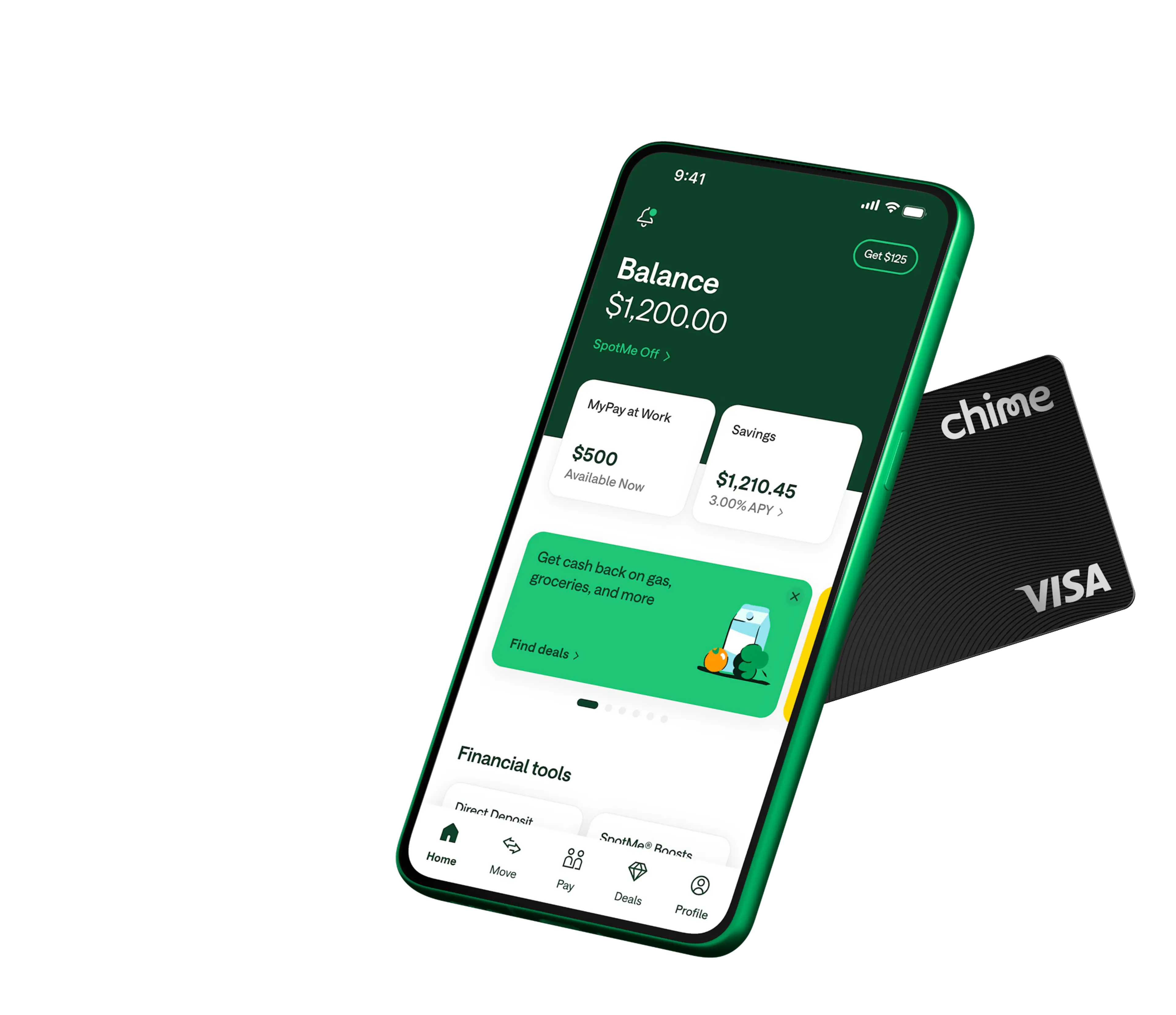 A photo of the Chime app on the dashboard page.