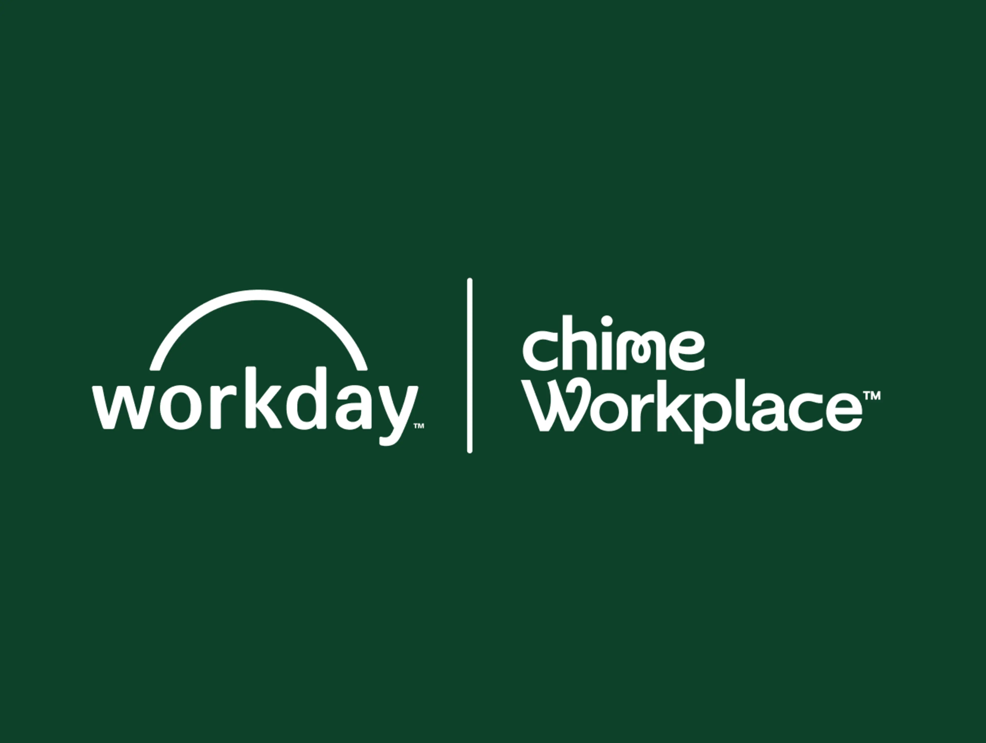 Workday logo and Chime Workplace logo on a green background