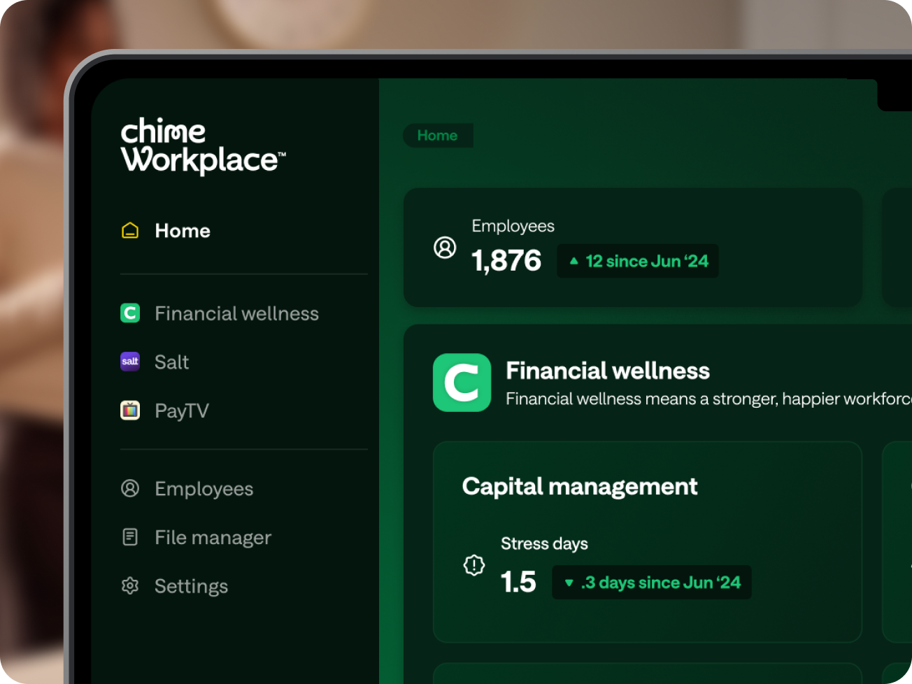 Chime Workplace Screen on Laptop